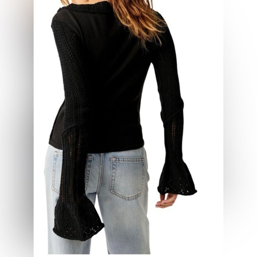 Free People Cuffing Season Top In Black - Picture 3 of 6
